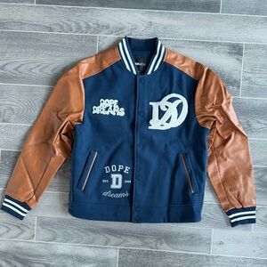 Blue and Tan Varsity Jacket
